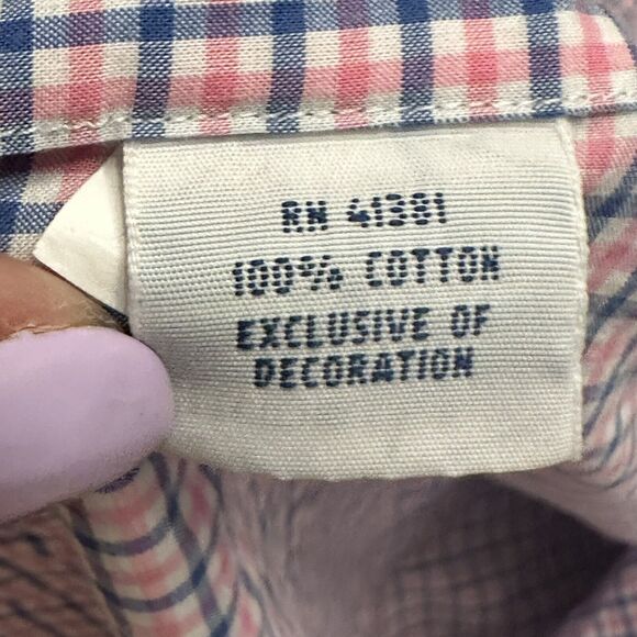 Ralph‎ Lauren Men's Large Classic Fit Pink Blue Checks Button Shirt Long Sleeve - Picture 6 of 8